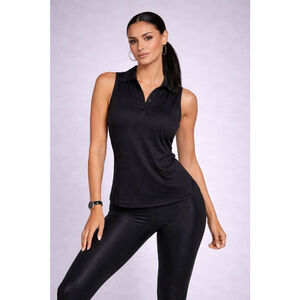 Lady Hagen Sleeveless Polo Top S Black Golf Athletic Shirt NWOT